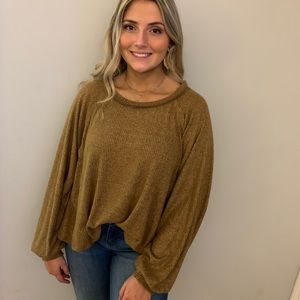 PLC Mustard Ribbed Oversized Top